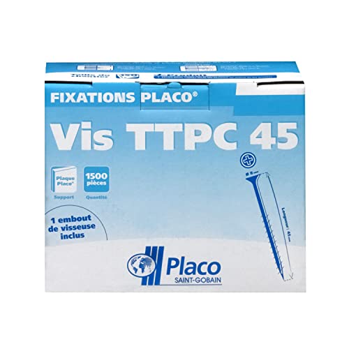 Placoplatre Lot de 500 Vis TTPC auto-perceuses 45 mm pour plaque de plâtre Placo®, Gris