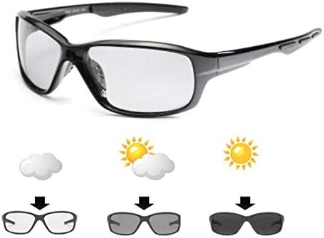 Photochromic Polarized Glasses Sunglasses Lens Cycling Running Sports Unisex Men Women Black