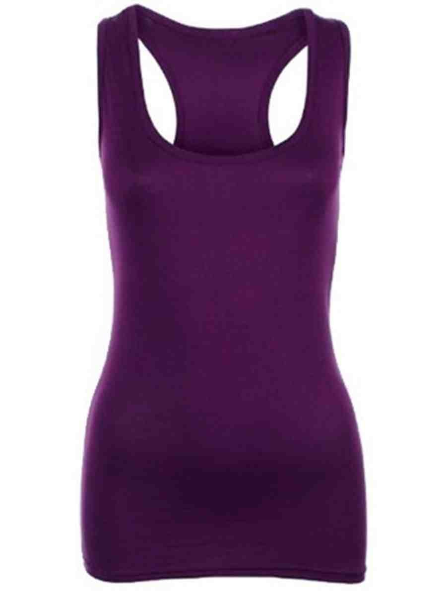 Comfiestyle Ladies Racer Back Vest Top. Purple
