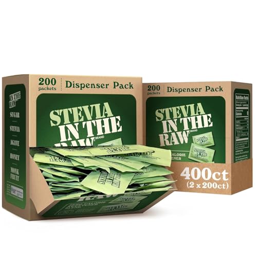 Stevia In The Raw, Plant Based Zero Calorie Sweetener, No Erythritol, Sugar Substitute for Coffee, Hot & Cold Drinks, Suitable For Diabetics, Vegan, Gluten-Free, 200 Count Packets (Pack of 2)