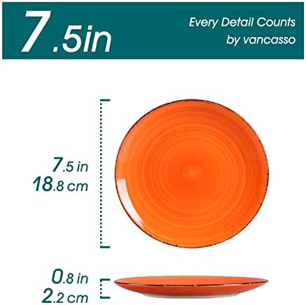 vancasso Bonita Multicolour Dessert Plate Set of 6, Handpainted Side Plate in Rustic Look Tableware, 7.4 inch Side/Salad/Fruit/Snack Plate(19 * 19 * 2.2cm)