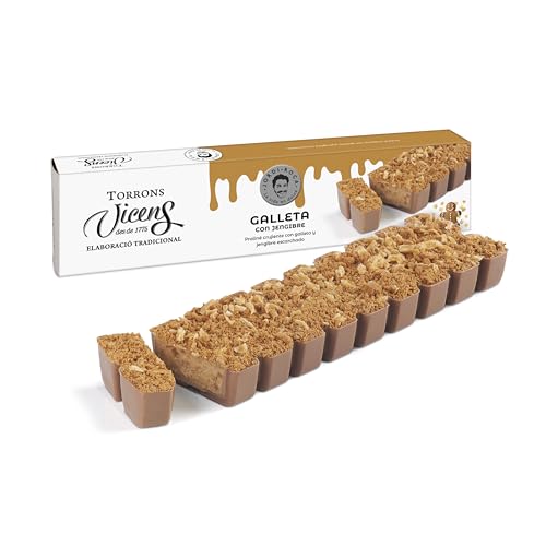 Turrón de Galleta con Jengibre 300g by Jordi Roca en Estuche Torrons Vicens Singergia - Dulces navideños de Calidad Suprema - Tradición e innovación - (1 Turrón)