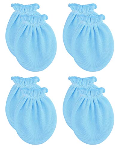 No Scratch Mittens 100% Cotton for Newborn Baby Boys Girls (4-Pairs)