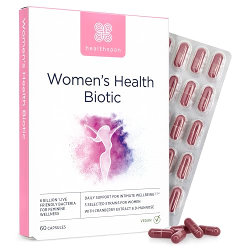 Healthspan Women's Health Biotic | 60 Capsules | Supports hormonal Balance & Intimate Flora | Targeted strains for Women’s Health | with D-Mannose & Cranberry | 6 Billion Live Cultures | Vegan