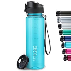 720°DGREE Trinkflasche “uberBottle“ crystalClear +Sieb – 500 ml – BPA-Frei, Auslaufsicher – Für Kinder, Schule, Sport…