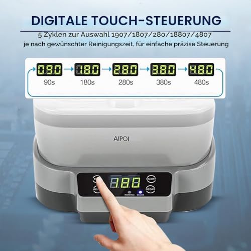 AIPOI Ultraschallreinigungsgerät 1200ML, Ultraschallreiniger mit Gespaltener, Ultraschallbad zur...