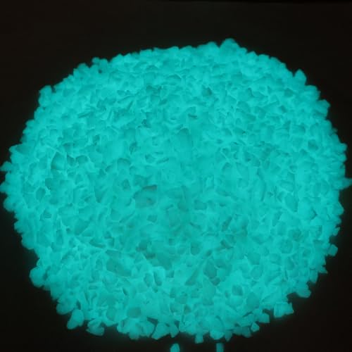 Emineyo Glow in the Dark Gravel Stones,Aquarium Gravel,Aquarium Sand,Decorative Glow Gravel Rocks for Fairy Garden Fish Tank Succulents Pot Vase Filler Decor, 1 Pound (Blue Green, 3-5mm)