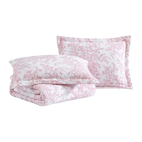 Laura Ashley Reversible Cotton Bedding with Matching Sham, Lightweight Home Decor for All Seasons, Bedford Pink, Twin - Image 6