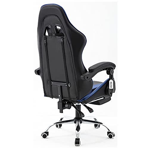 Cadeira gamer com apoio retrátil para os pés reclinável em 70° azul V7005p