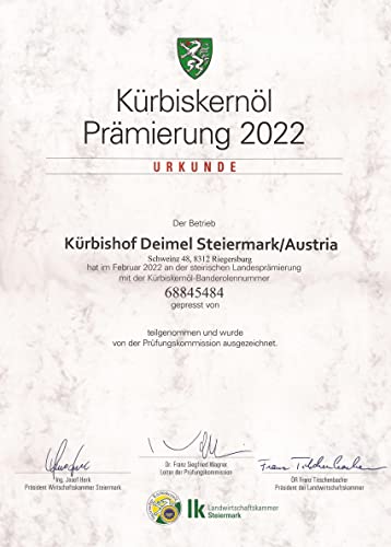 Kürbishof DEIMEL - Voordelig set - Originele Stiermarkse pompoenzaadolie BGA uit Oostenrijk - Met garantie van oorsprong - Rechtstreeks van de producent - Jaarlijkse prijs (3 x 1000 ml) - Image 8