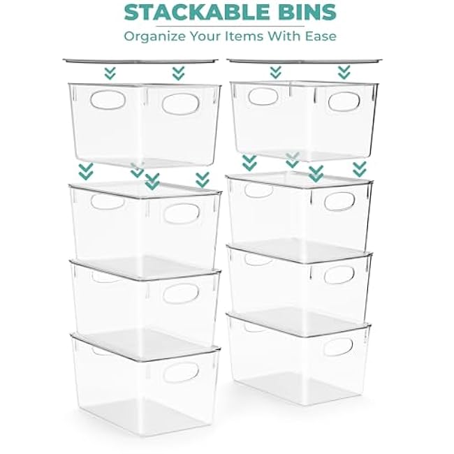 Sorbus Large Clear Plastic Storage Bins with Lids, Clear Stackable Storage Bins, Laundry Room Organizer Bins, Office, Classroom, Playroom, Bathroom, Laundry Room Organization and Storage (8 Pack)