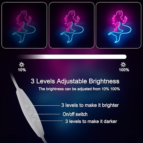 Image of Mermaid Neon Sign for Wall Decor Dimmable LED Bar Beer Neon Light USB Powered Neon Art Signs Decor