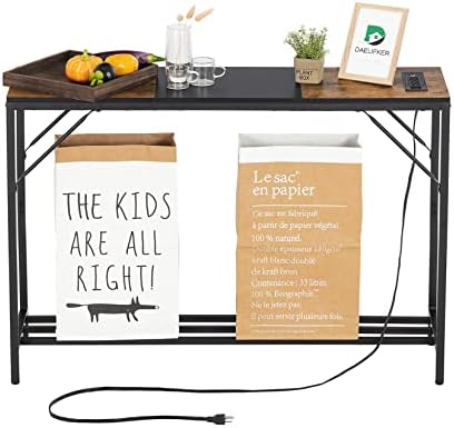 DAELIFKER Console Table with Outlet and 2 USB Ports, 41.7” Entryway Table with Storage Shelf, Narrow Sofa Table Behind Couch for Living Room, Bedroom, Hallway, Corridor (Rustic Brown)
