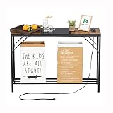 DAELIFKER Console Table with Outlet and 2 USB Ports, 41.7” Entryway Table with Storage Shelf, Narrow