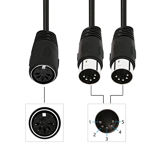 GINTOOYUN MIDI-Splitter-Y-Adapterkabel, 49,6 cm, DIN-5-poliger Stecker für Mixer, Tastaturen, E-Pianos