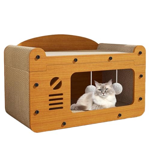 猫用段ボールハウス - 傷に強い垂直猫用クライミングフレーム、ゴミ防止一体型猫用ハウス、大型猫用爪とぎボードベッド、猫用爪とぎボードラウンジ 猫のスクラッチラウンジベッド