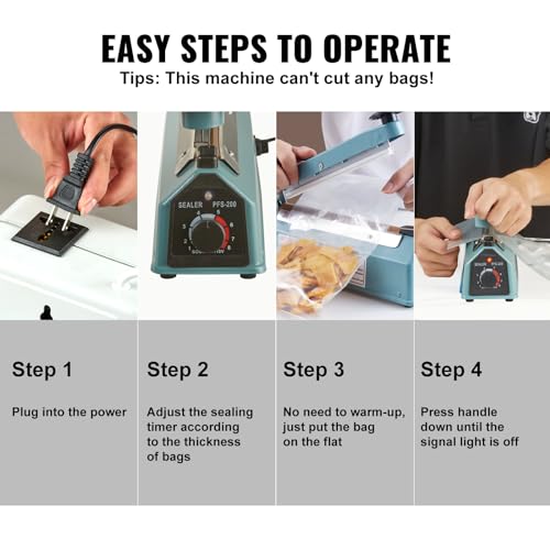 VEVOR Impulse Sealer 16 inch, Manual Heat Seal Machine with Adjustable Heating Mode, Iron Shrink Wrap Bag Sealers for Plastic Mylar PE PP Bags, Portable Poly Bag Sealing Machine with Extra Replace Kit - Thumbnail 4