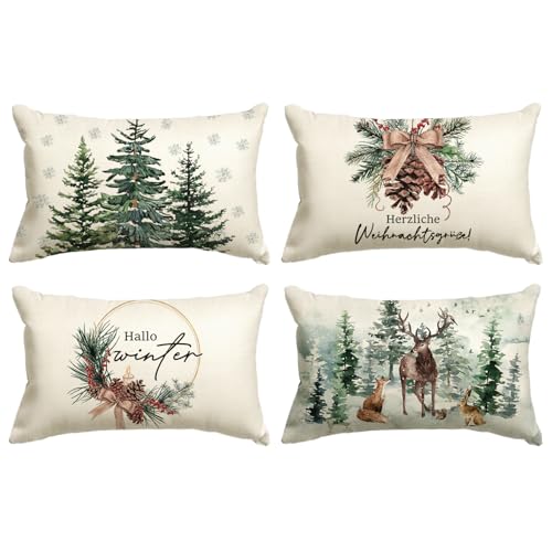 Artoid Mode Holly Kiefernzapfen Rentier Baum Weihnachten Kissenbezüge...