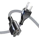Riksoin Extension Cord Outdoor, 10FT/2m Braided Universal 3 Prong Extension Cord,18AWG Indoor Extension Cable for PC Monitor Scanner Printers,NEMA 5-15P to C5 Computer Power Cable