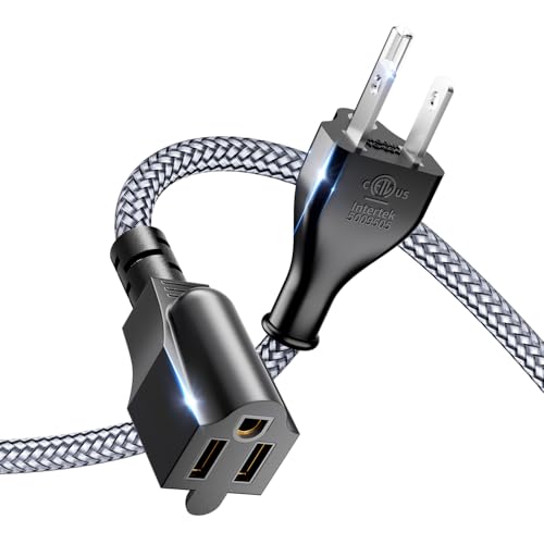 Riksoin Extension Cord Outdoor, 10FT/2m Braided Universal 3 Prong Extension Cord,18AWG Indoor...