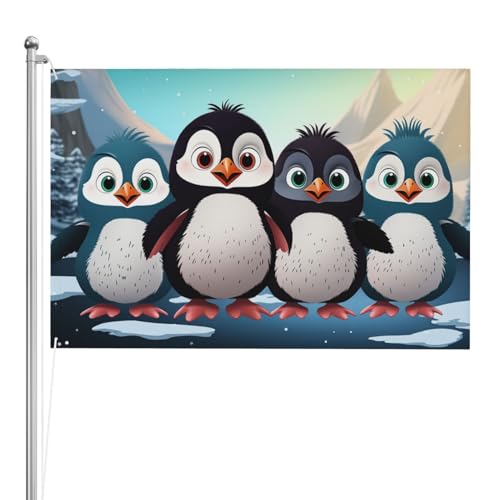 Drapeau extérieur pingouin double face pour animer vos fêtes de famille