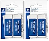 Staedtler Mars Plastic, Gommes plastiques blanches de très haute qualité, Sans phtalates n...