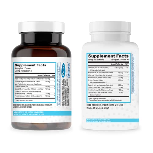 NuEthix Formulations Cortisol and Microbiome Balance Supplement Bundle: Cort-Eaze Cortisol-Control Supplement, 60 Capsules, 30 Servings and Gut Defender+, 180 Capsules, 90 Servings