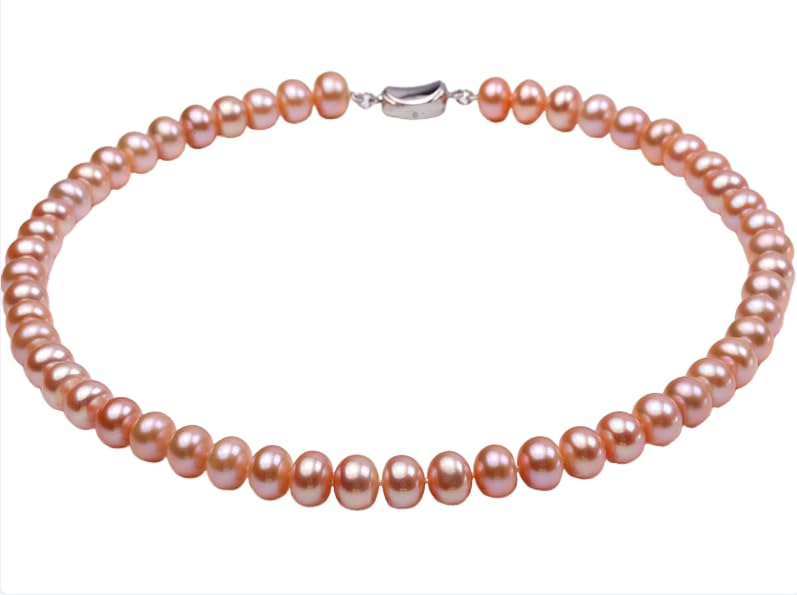 Collier de perles de culture d'eau douce plates roses 11-12 mm pour femme