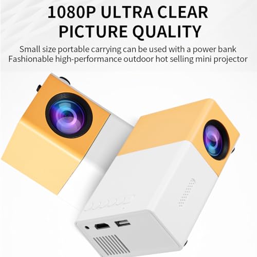 Goshyda Mini Projecteur, Projecteur Portable FHD 1080p, Projecteur de Film de Correction Automobile Compatible avec Les Bâtons de Streaming pour Ordinateur Portable pour Smartphone,