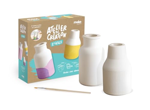 Mako Moulages - Atelier de création - 2 vases - Kit de loisir créatif - Fabriquez vos objets - Moment de détente et d'évasion - A partir de 14 ans -...