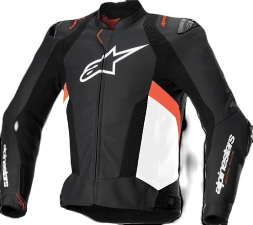 Alpinestars Missile V3 Airflow Blouson en cuir de moto perforé, noir/blanc/rouge, 56