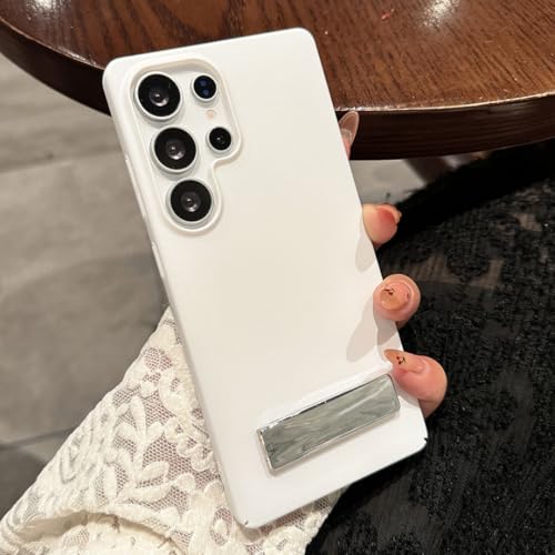 Étui rigide blanc mat de qualité premium pour Samsung S23 Plus avec support pliable