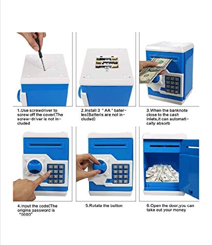Image of Cable World Money Safe ATM Kids Piggy Savings Bank with Electronic Lock Piggy Bank ATM with Password (Assorted Color) (Multi Design)