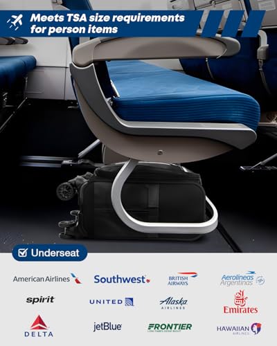 Gonex 16 inch Underseat Carry On Luggage with Spinner Wheels, Water Resistant PVC Wheeled Travel Bag Airline Approved, Softside Small Rolling Personal Item Suitcase for Men Women, Black3