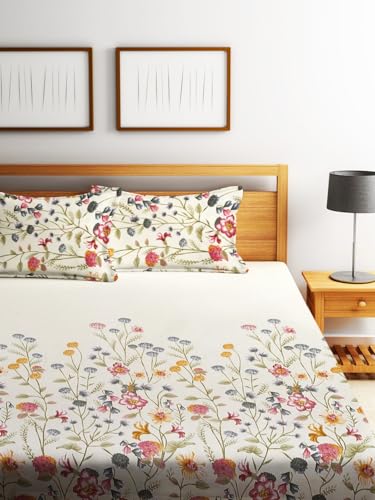 Image of Home Sizzler 210TC Garden Grace Double Bedsheet with 2 King Size Pillow Covers
