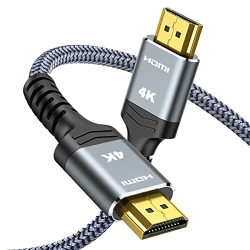 4K Câble HDMI 2m, Snowkids HDMI Connecteurs plaqués or Câble tressé en nylon avec canal de retour audio/audio, Vidéo compatible 4K 2160p, HD 1080p,3D, PS3 PS4-Gris Cover