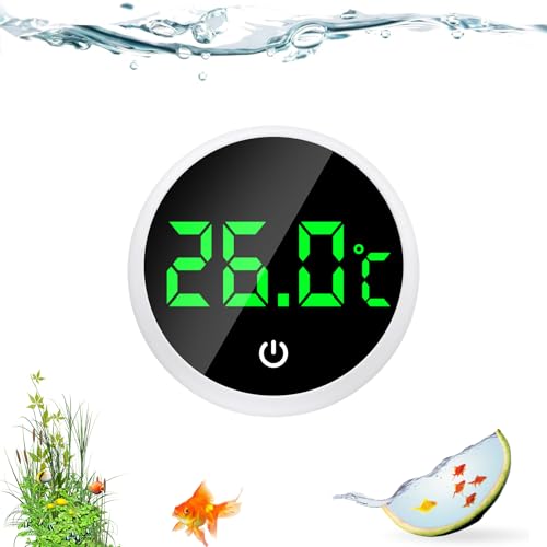 Flintronic Termómetro digital para acuario, termómetro para pecera con pantalla LED y botón táctil, calcomanía para medidor de temperatura, termómetro inalámbrico adhesivo para tanque de tortuga