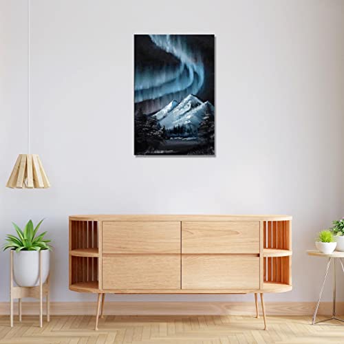 Image of RANGOLI 100% Cotton Stretched Canvas Painting 400 GSM, Framed Snow Mountains Canvas Abstract Wall Art for Living Room, 3D Paintings for Wall Decor (24 x 36 Inch With Frame)