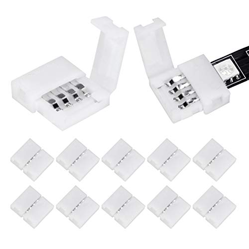 WENHSIN 10Packs 4-Pin RGB LED Light Strip Connectors 10mm Unwired Gapless Solderless Adapter Terminal Extension for SMD 5050 Multicolor Strip #1