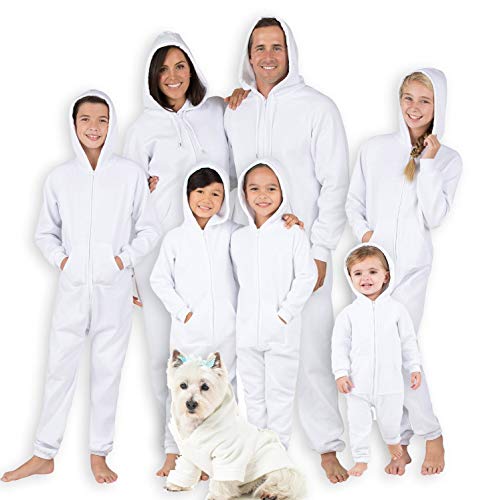 Joggies - Family Matching White Suger Hoodie Onesies for Boys, Girls, Men, Women and Pets - Infant - XLarge (Fits 12-18mos.)
