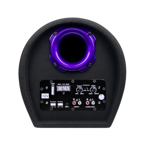 Image of 10 Inch D-Shaped Car Bass Tube | Built-in Amplifier | Dual Voice Coil | Plug & Play | Purple