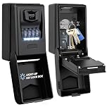 ENONEO Key Lock Box Wall Mounted with Light Up Dial, Large Key Storage Lock Box 4 Digit Combination Waterproof Large Key Safe High Security LockBox for Home Office Garage Outdoor