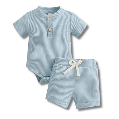 Image of Newborn Baby Boy Clothes 0 3 6 9 12 18 Months Onesie Shorts Set Summer Outfits