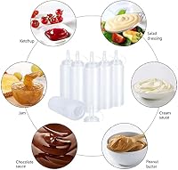 WELLXUNK Squeeze Flasche, Quetschflasche mit Kappe, 6 Stück 8oz Squeeze Condiment Flaschen für Ketchup, Senf, Mayo, heiße Soßen, Olivenöl, Saucenflasche für Home & Restaurant – Ansicht 4