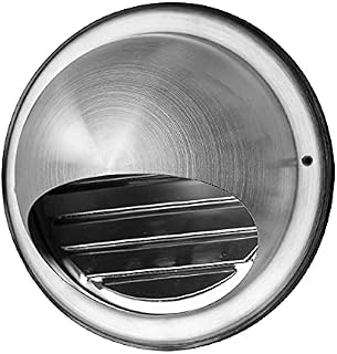 WeCooper 304 4-Inch Stainless Steel Air Vent 100mm, Round Bull Nosed External Extractor Wall Vent Outlet, Grille with Louvres, Fly Screen and Drip Deflector