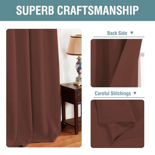 Image of H.VERSAILTEX Blackout Curtain for Living Room Small Window Kitchen Blackout Curtains 45 inch Length Energy Saving Solid Grommet Blackout Drape, One Panel, Rust, 52 inch W x 45 inch L