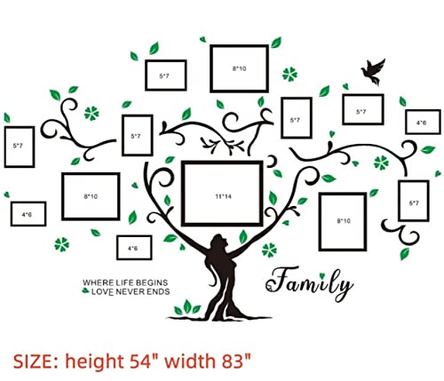 3D Sticker Decal Wall Family Tree Decor Diy Picture Frames Tree Wall Decor Sticker For Living Room Love Family Tree Picture Frame Collage Wall Decals #TOP4