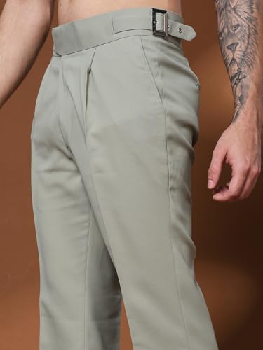 Image of Gurkha Pants for Men | Trouser for Men | Formal Pant | Classic Buckle | Bell Bottom Trouser High Waist Pleated Casual Trousers | Flared Bottom Leg Pants for Office Smart Casual Travel Party