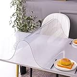 Tischdecke, Tischdecke, Tischdeckenschutz, transparent, wasserdicht, 1,5 mm, mattiert, rutschfest, geschmacksneutral, weiche Glas-Kunststoff-Tischdecke für drinnen und draußen, Schreibtischunterlage