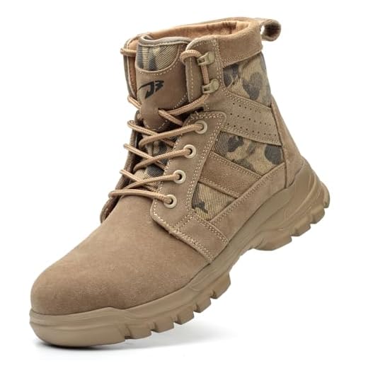 COOU Chaussures de Sécurité Hommes Femmes Légère Basket de Securite Montante Confortable Bottines de Travail avec Embout en Acier 151/Kaki46